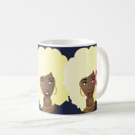 Schwarze Frauen, Blonde Afro, verärgerte Blume Bub Kaffeetasse