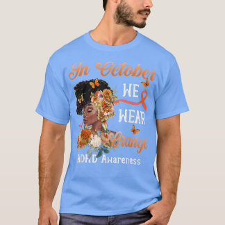 Schwarze Frauen Blume Schmetterling ADHS Bewusstse T-Shirt
