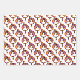 Schwarze Frauen farbenfrohe Balloons Blume Muster Geschenkpapier Set