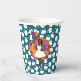 Schwarze Frauen farbenfrohe Balloons Blume Muster  Pappbecher