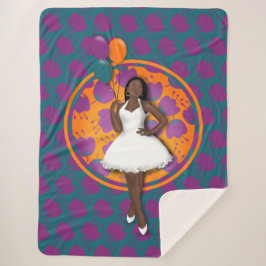 Schwarze Frauen farbenfrohe Balloons Blume Muster  Sherpadecke