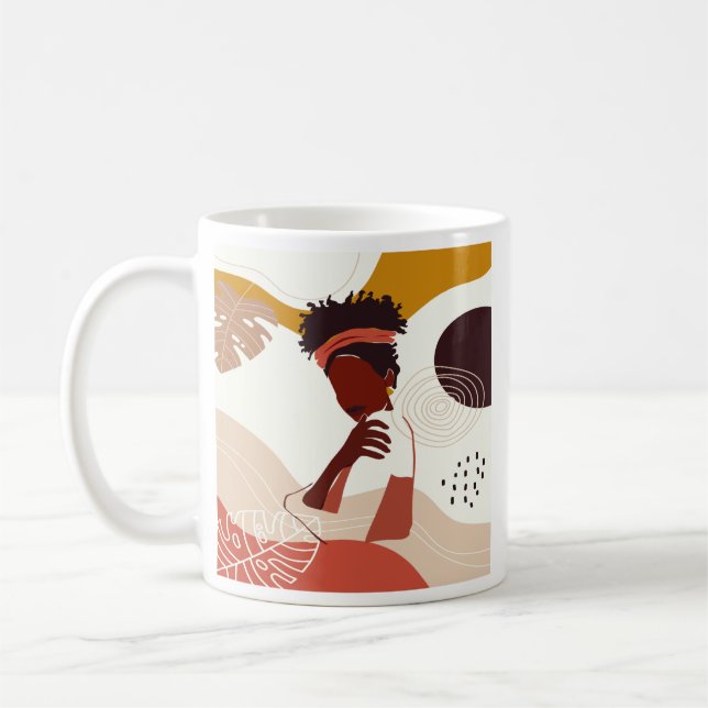 Schwarze Frauen Illustration Kunst, Portrait Print Kaffeetasse (Links)