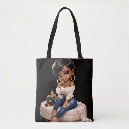 Schwarze Frauen-Illustration Tote Bag –