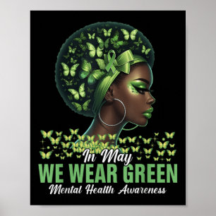 Schwarze Frauen im Mai tragen grüne psychische Ges Poster