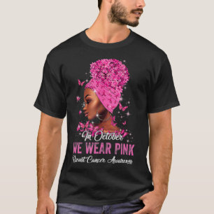 Schwarze Frauen im Oktober tragen rosa Brustkrebs T-Shirt