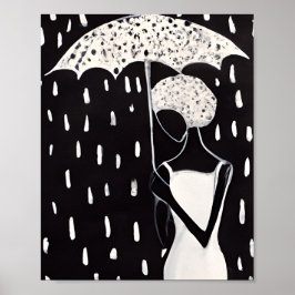 SCHWARZE FRAUEN IM REGEN MIT EINEM UMBRELLA POSTER