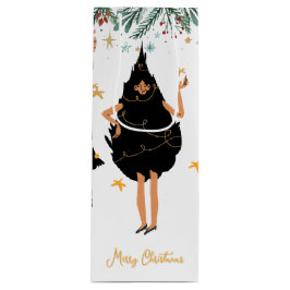 Schwarze Frauen im Schwarzen Weihnachtsbaum-Party  Geschenktüte Für Weinflaschen