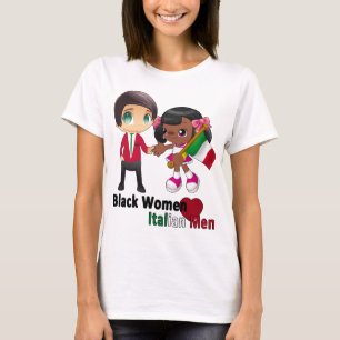 Schwarze Frauen-italienischer Mann-T - T-Shirt