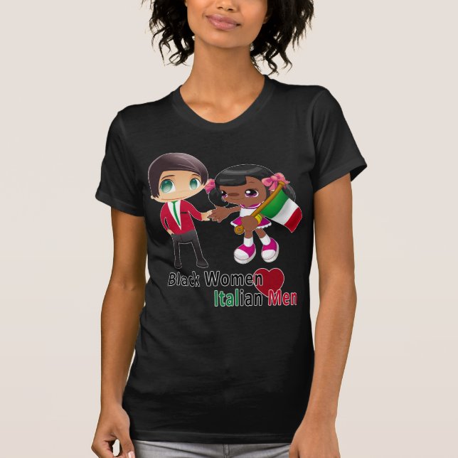 Schwarze Frauen-italienisches Mann-T - T-Shirt (Vorderseite)