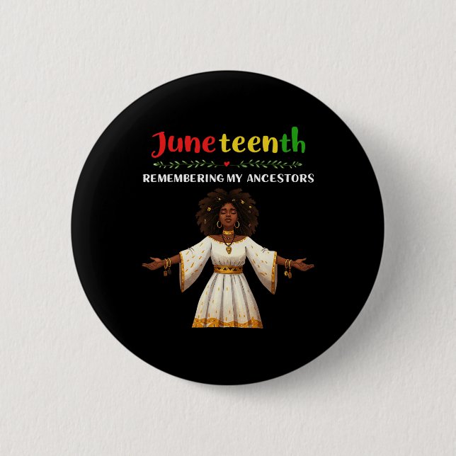 Schwarze Frauen Juneteenth Gedenken an meine Vorfa Button (Vorderseite)