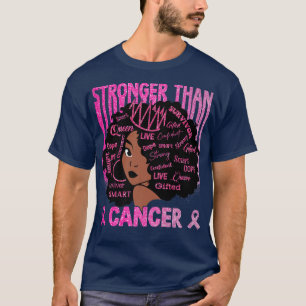 Schwarze Frauen Königin Rosa stärker als Brustkreb T-Shirt