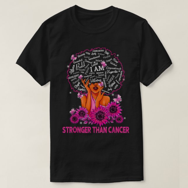 Schwarze Frauen Königin stärker als Brustkrebs ros T-Shirt (Design vorne)
