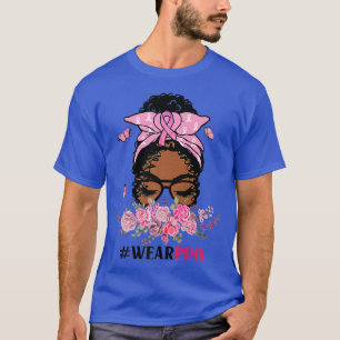 Schwarze Frauen Mädchen tragen rosa Brustkrebs-Bew T-Shirt