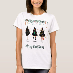 Schwarze Frauen Namen in schwarzen Weihnachtsbaum  T-Shirt