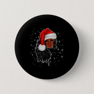 Schwarze Frauen Weihnachten Santa Claus Afro Ameri Button