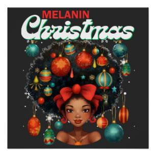 Schwarze Frauen Weihnachts-Melanin-Schwestern Poster