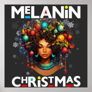 Schwarze Frauen Weihnachts-Melanin-Schwestern Poster