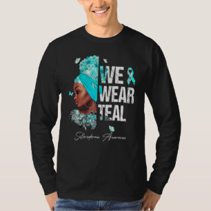 Schwarze Frauen Wir tragen Aquamarine Sklerodermie T-Shirt