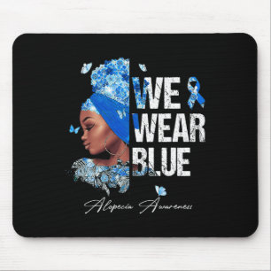 Schwarze Frauen Wir tragen blaue Alopezie Bewussts Mousepad
