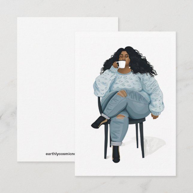 Schwarze Frauenkarte Dankeskarte (Vorne/Hinten)