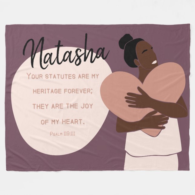 Schwarze Frauenschrift Herz Personalisiert Plum Fleecedecke (Vorderseite (Horizontal))