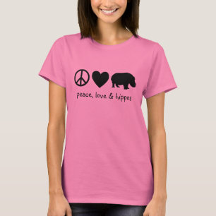 Schwarze Friedensliebe & Flusspferde T-Shirt