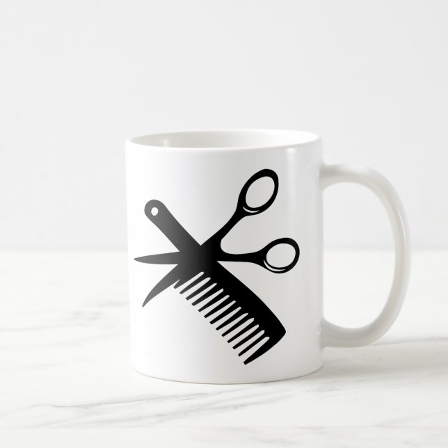 schwarze Friseurkammscheren Kaffeetasse (Rechts)