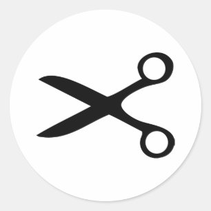 schwarze Friseurscheren Runder Aufkleber
