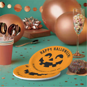 Schwarze Fröhliche Halloween-Kürbisgesicht-Form au Pappteller