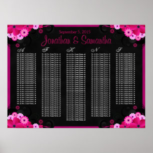 Schwarze Fuchsia-Blumenzettel Poster