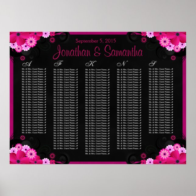 Schwarze Fuchsia-Blumenzettel Poster (Vorne)