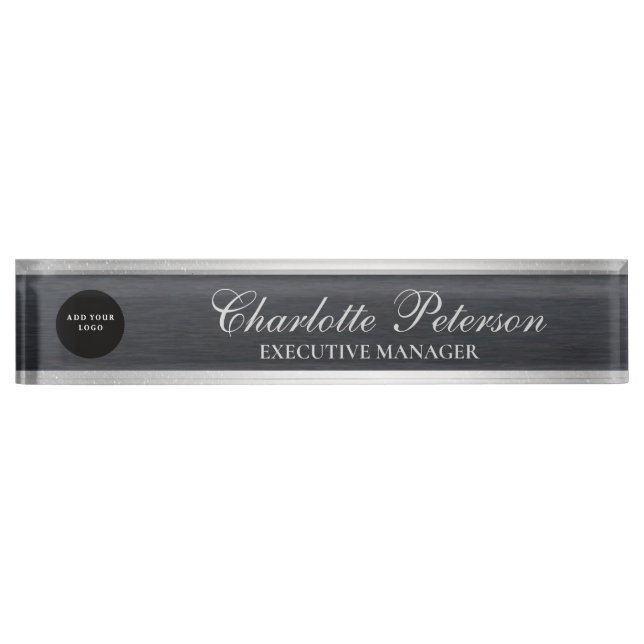 Schwarze Führungskraft aus Metall für kundenspezif Namensplakette (Vorderseite)