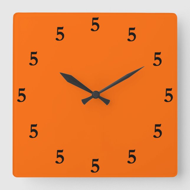 Schwarze Fünf Uhr irgendwo auf Orange (Vorderseite)