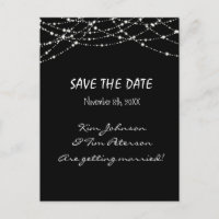 Schwarze Funkelleuchten Hochzeitstag Postkarte Ret
