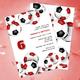 Schwarze Fußballbälle Kindergeburtstag Party Einladung