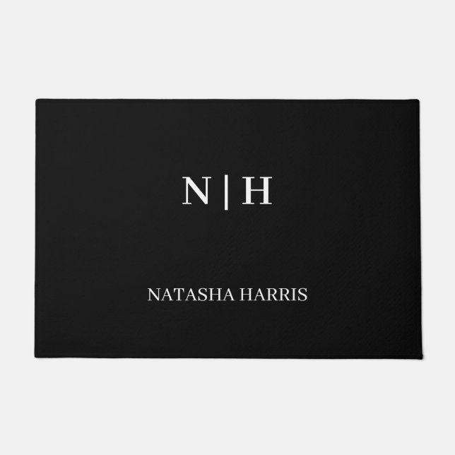 Schwarze Fußmatte mit Firmenlogo für Unternehmen (Vorderseite)