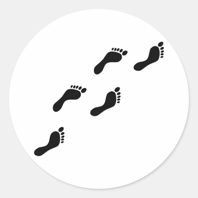 schwarze Fußspuren Runder Aufkleber (Vorderseite)