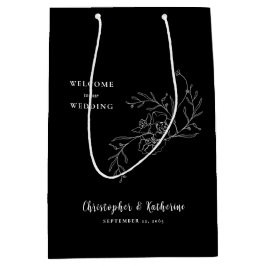 Schwarze Gastgeschenk Hochzeit Willkommen Vintage  Mittlere Geschenktüte
