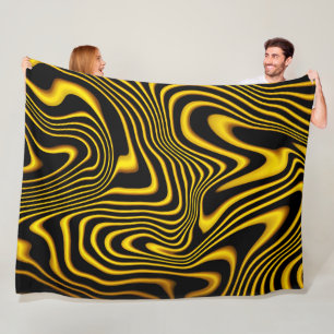 Schwarze Gelbe Goldene Wirbel Textur Fleecedecke