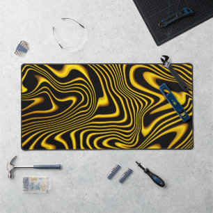 Schwarze Gelbe Goldene Wirbel Textur Schreibtischunterlage