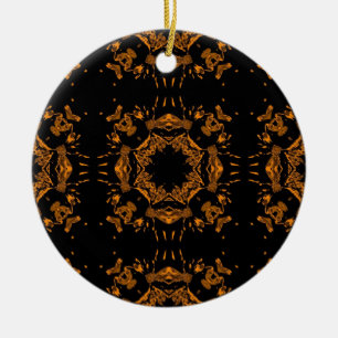 Schwarze, gelbe kupferfarbene Damasken Retro-Muste Keramik Ornament