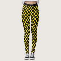 Schwarze gelbe Polka-Punkt-Leggings
