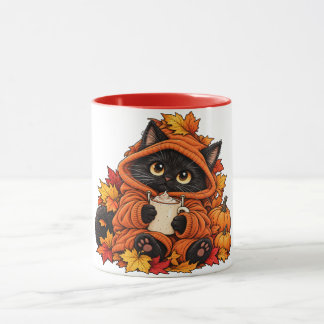 Schwarze, gemütliche Katze Tasse