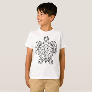 Schwarze geometrische Drahtgitter-Meereschildkröte T-Shirt