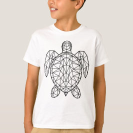 Schwarze geometrische Drahtgitter-Meereschildkröte T-Shirt