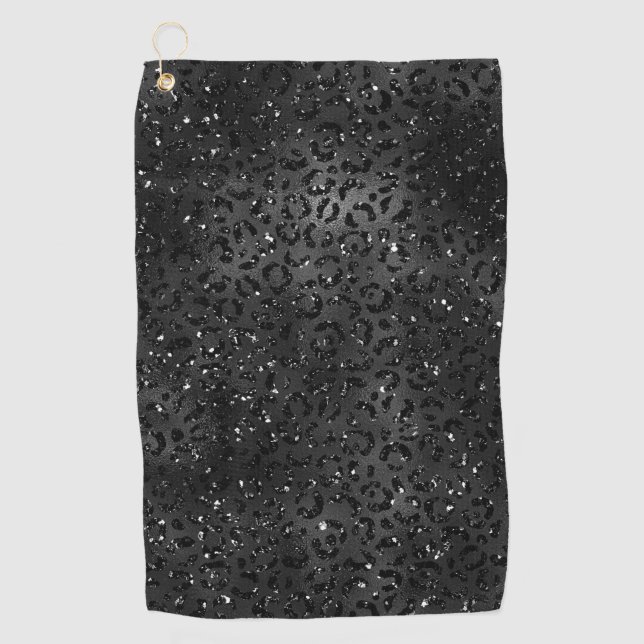 Schwarze Geparden Leopard Skin Print Muster Tier Golfhandtuch (Vorderseite)