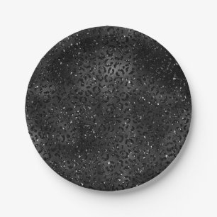 Schwarze Geparden Leopard Skin Print Muster Tier Pappteller
