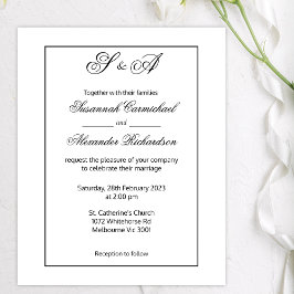 Schwarze Gerahmte Monogramme Minimalistische Budge Flyer