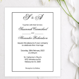 Schwarze Gerahmte Monogramme Minimalistische Budge Flyer