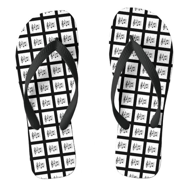 Schwarze Gerahmte Musikplätze Flip Flops (Fußbett)